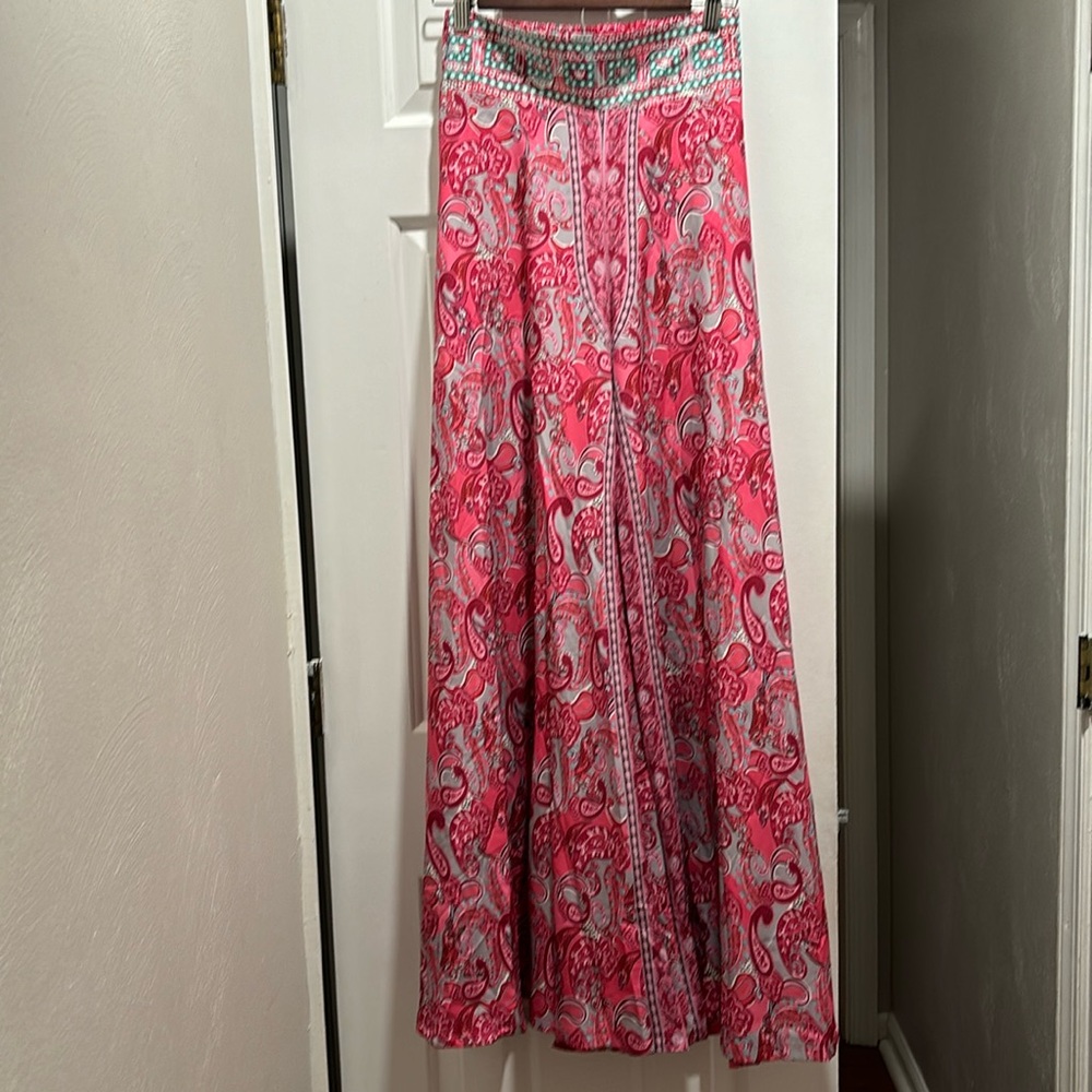 Bohemian Paisley Print Wide Leg Pants
